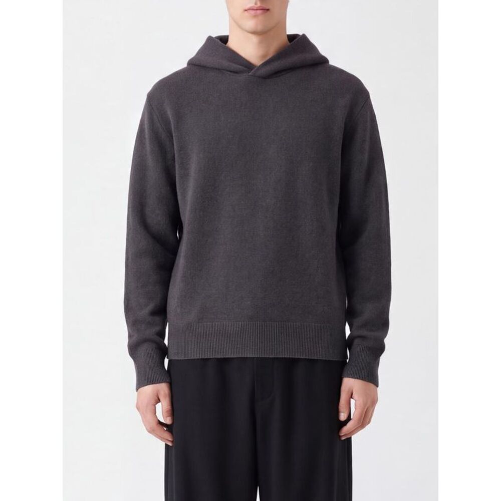Lemaire Men Lemaire Cashmere Knit Hoodie With Ribbed Cuffs
